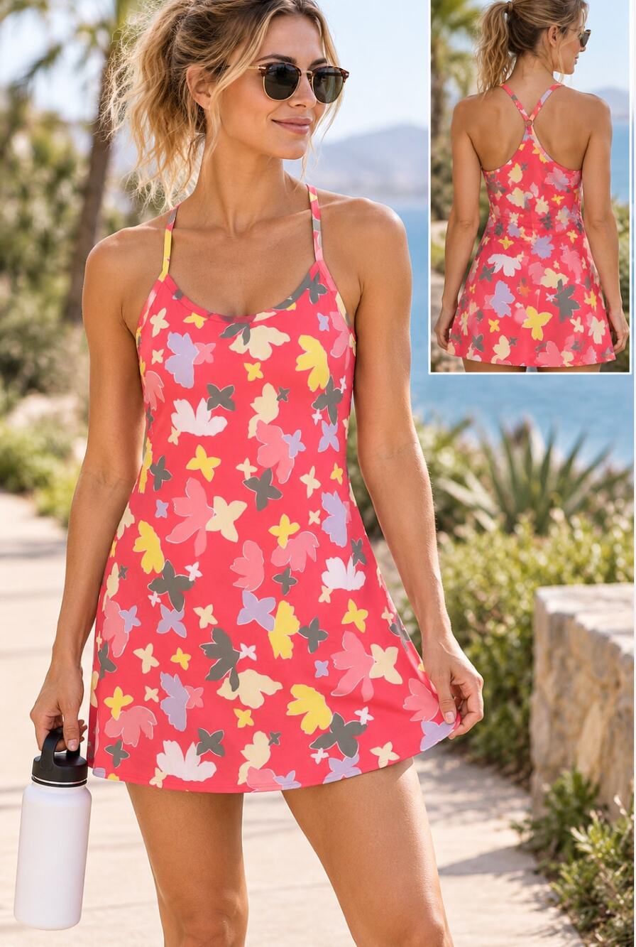 Outdoor Voices Exercise Dress Size M Slice of Life Floral Built In Shorts & Bra